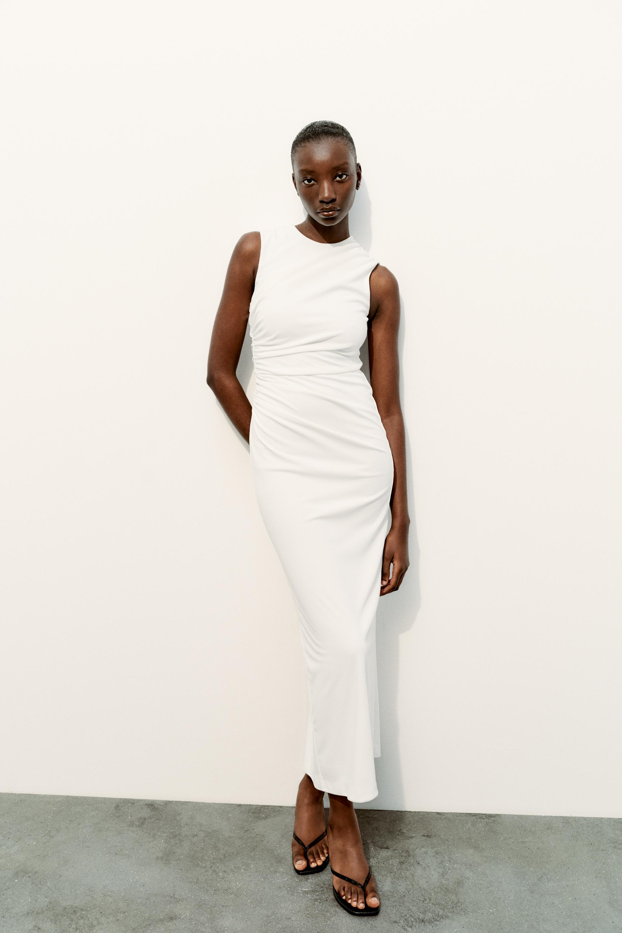 DRAPED MIDI DRESS White ZARA Australia