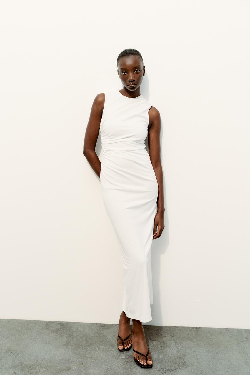 DRAPED MIDI DRESS - White | ZARA Australia