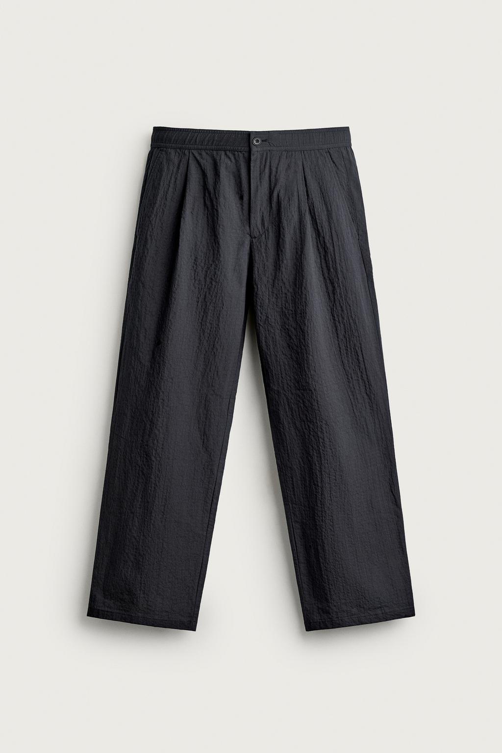 STRAIGHT-LEG SEERSUCKER TROUSERS