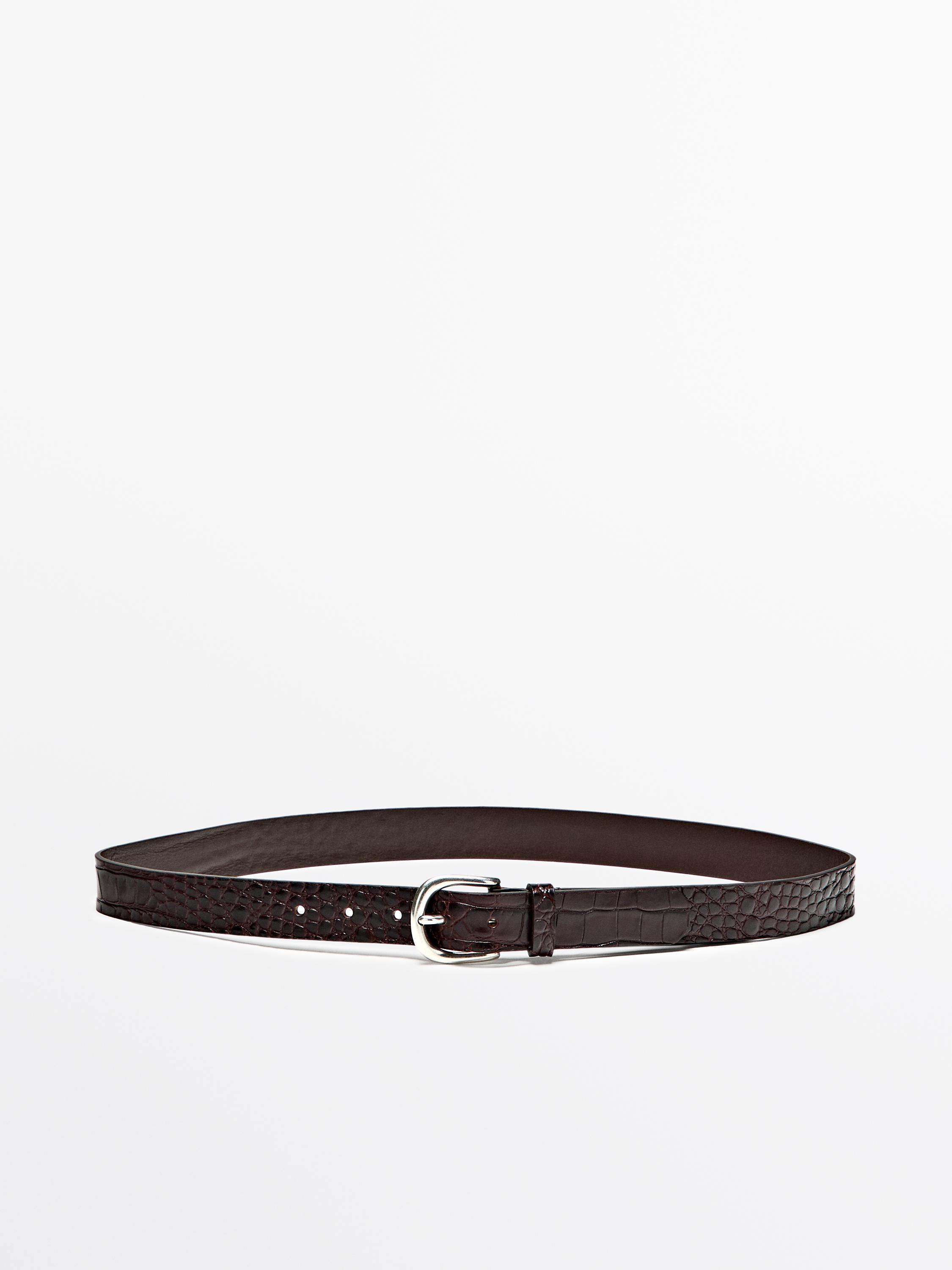 Embossed nappa leather belt