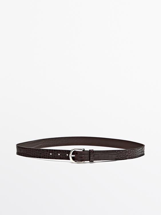 Embossed nappa leather belt