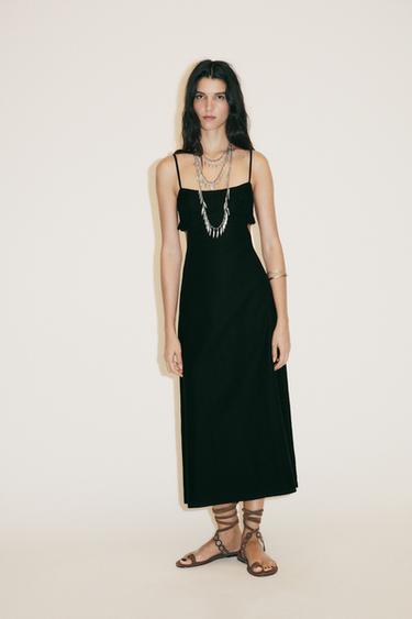 فستان بتطريزات CUT OUT - أسود by Zara