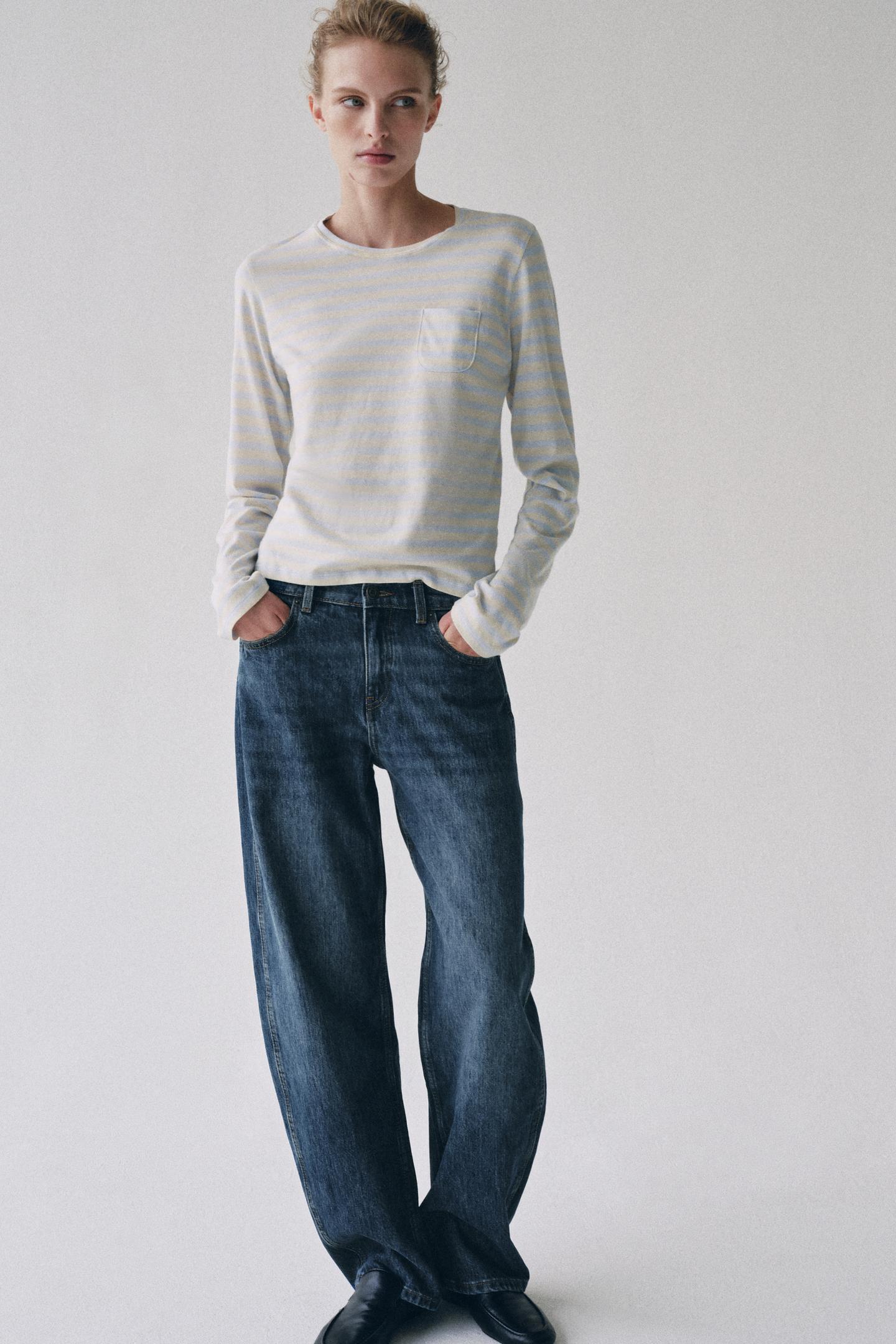 Футболка Zara Pocket, цвет: Песочный / Синий — фото 5