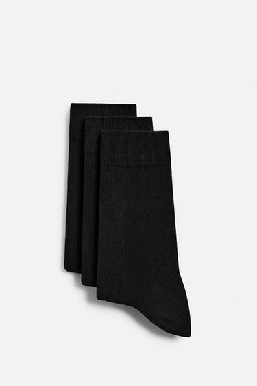 PAKKE MED 3 PAR STRØMPER MED STRUKTUR - Sort fra Zara