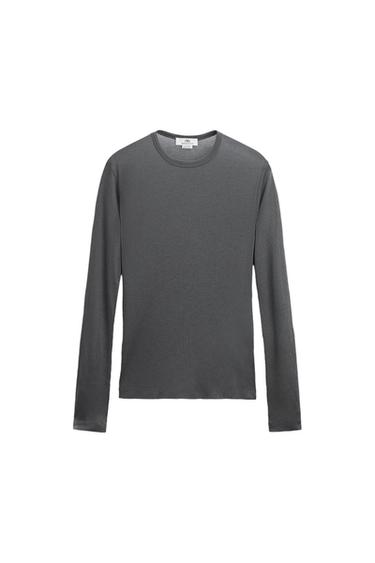 SEMI-SHEER RIBBED T-SHIRT