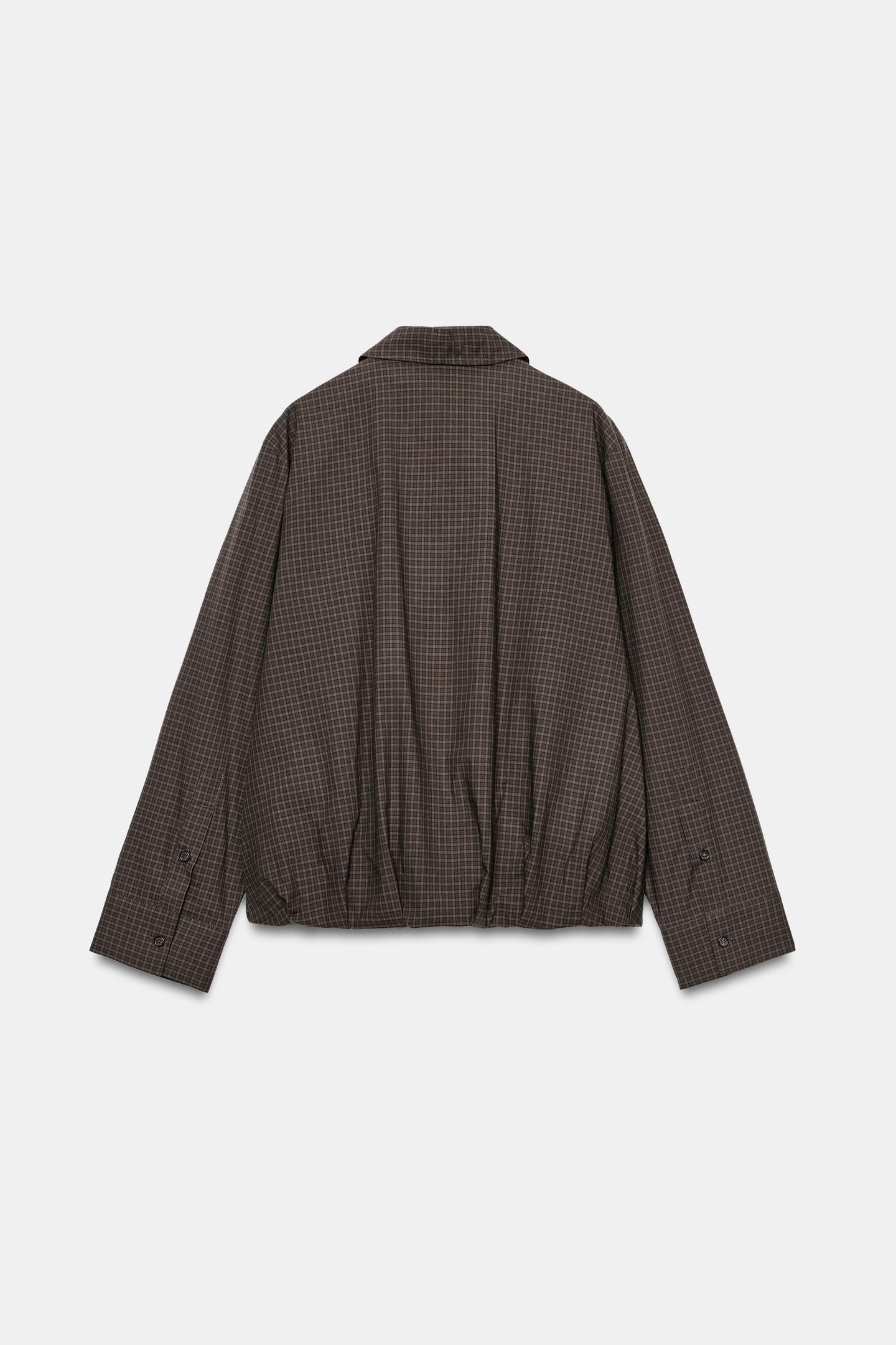 Женская куртка Zara ZW Collection Plaid Bomber, цвет: Коричневый — фото 6