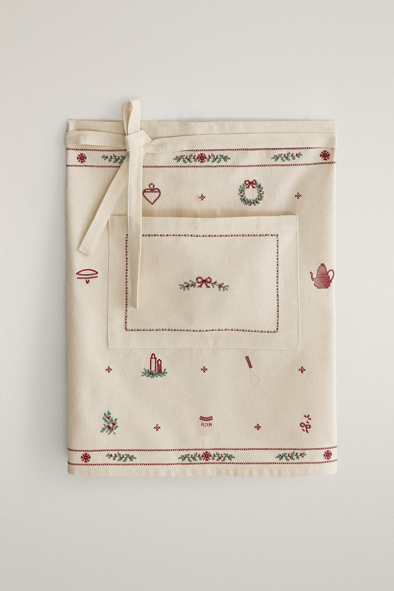 EMBROIDERED CHRISTMAS APRON