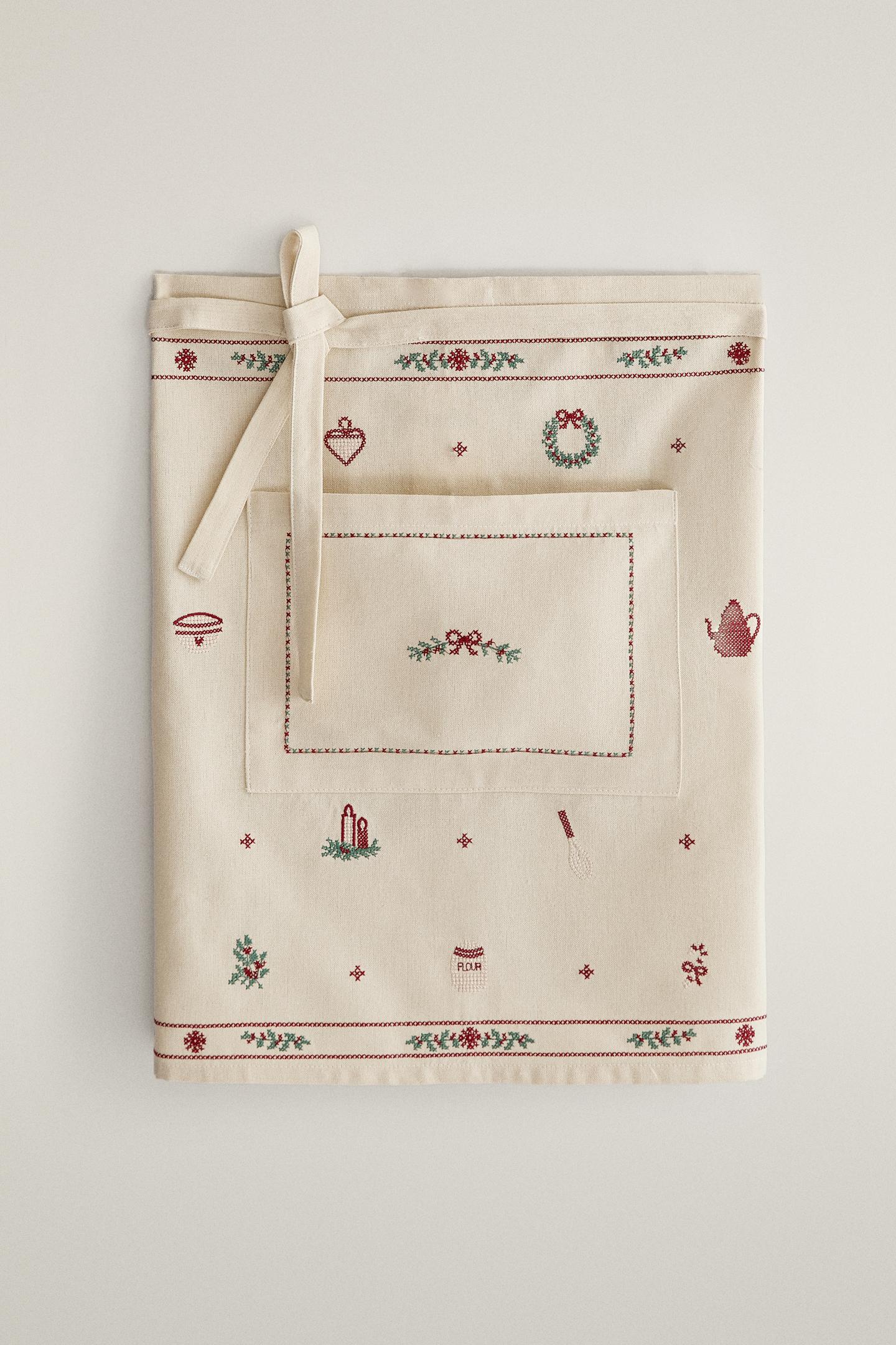 Женский топ Zara Christmas Embroidered Apron, цвет: Красный