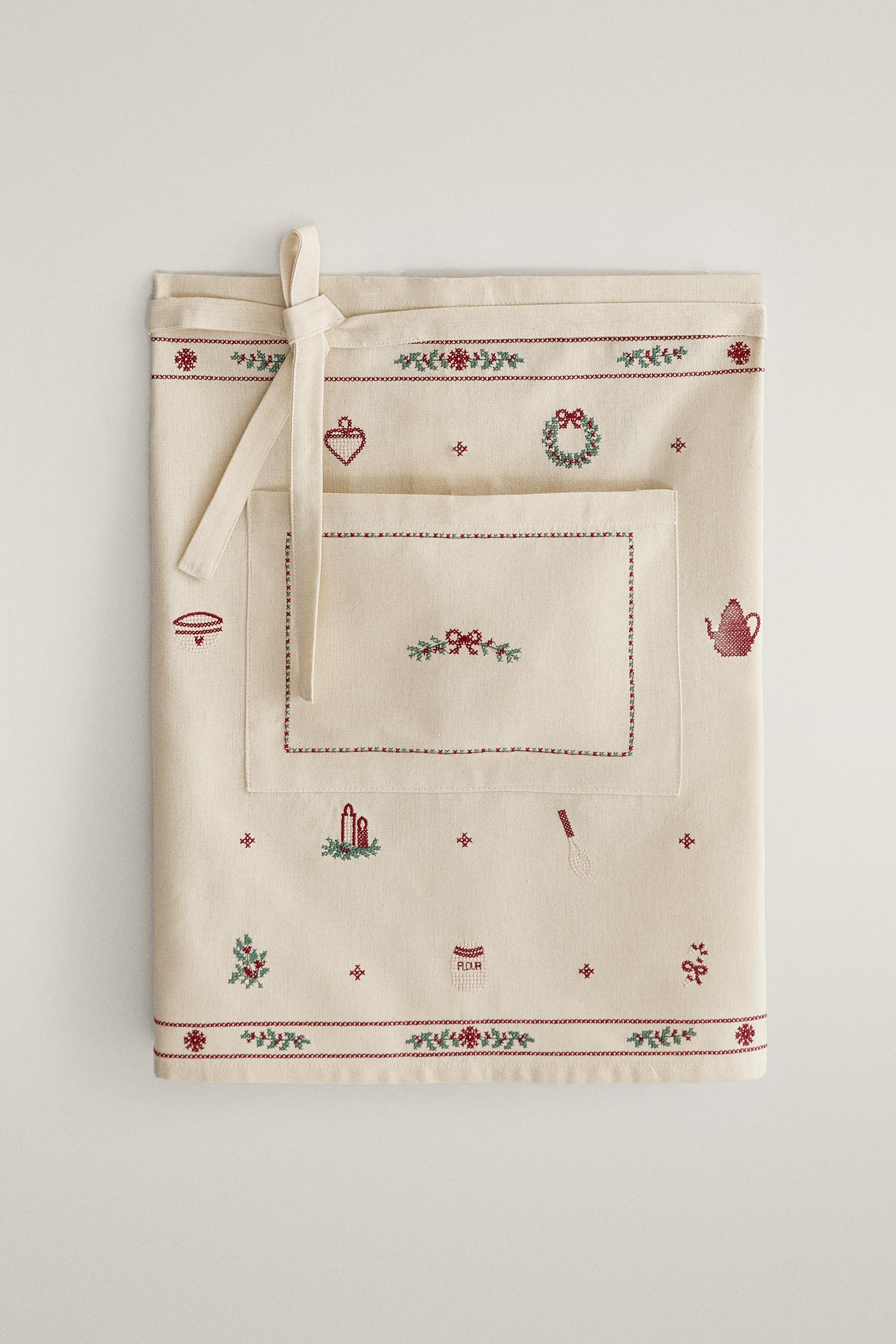 TABLIER BRODÉ DE NOËL