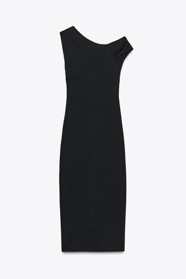 GATHERED MIDI DRESS - Black by Zara - Image 7