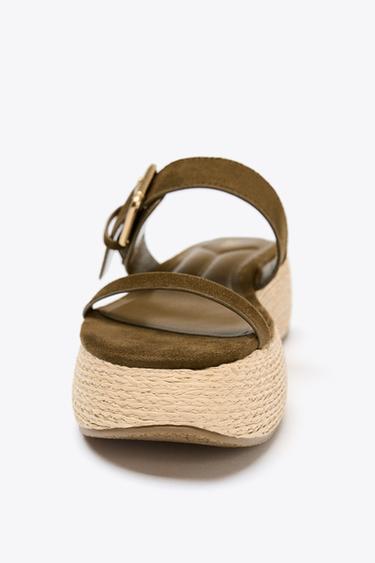 SANDALES PLATEFORMES BRIDES - Vert kaki de Zara - Image 3
