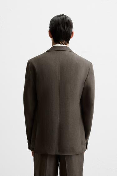 100% LINEN SUIT BLAZER - Brown by Zara - Image 2