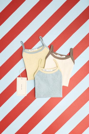 ZARA TIMELESS - SET VAN DRIE T-SHIRTS MET CONTRASTERENDE BIESJES - Multicolour van Zara - Afbeelding 0