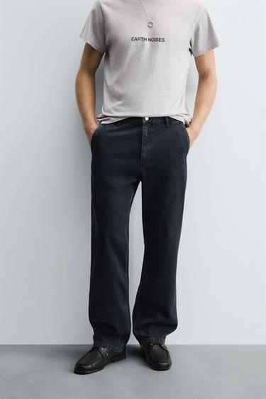 DENIM CHINO TROUSERS - Dark navy by Zara