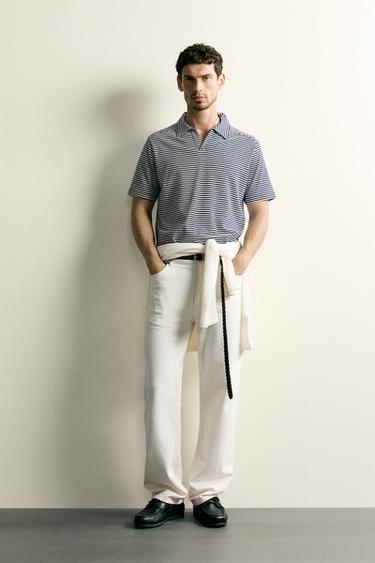 Zara REGULAR FIT STRIPED FLOWY POLO - striped - Image 0