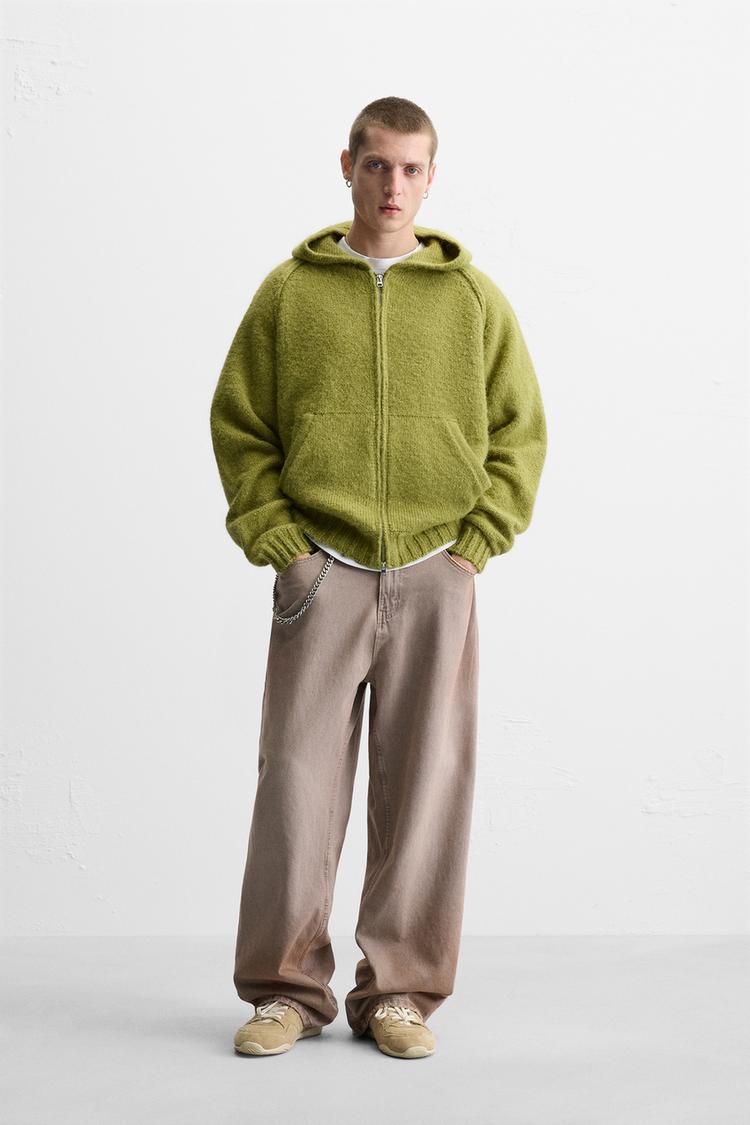 フード付きニットジャケット - ピスタチオ | ZARA Japan / 日本