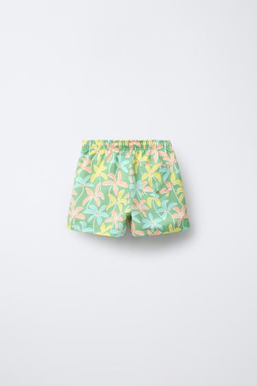 6-14 YEARS/ PALM TREE PRINT SWIM SHORTS - Green by Zara - Image 1
