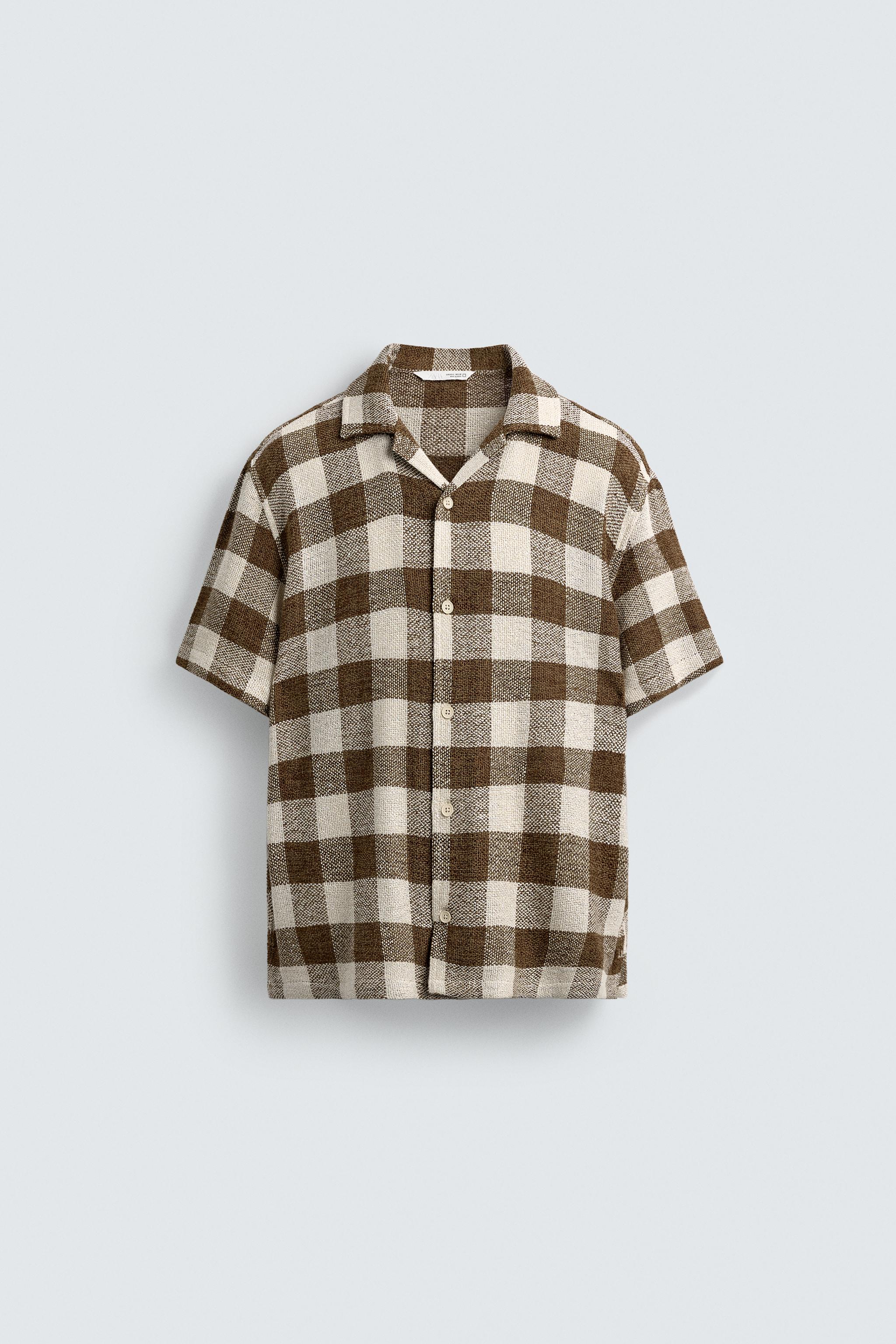 チェック柄テクスチャー入りシャツ - 生成り | ZARA Japan / 日本 チェック柄テクスチャー入りシャツ - 生成り | ZARA Japan / 日本