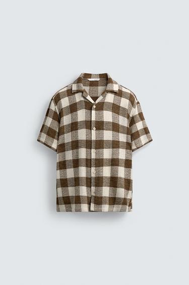 TEXTURED CHECK SHIRT - ECRU by Zara - Image 8