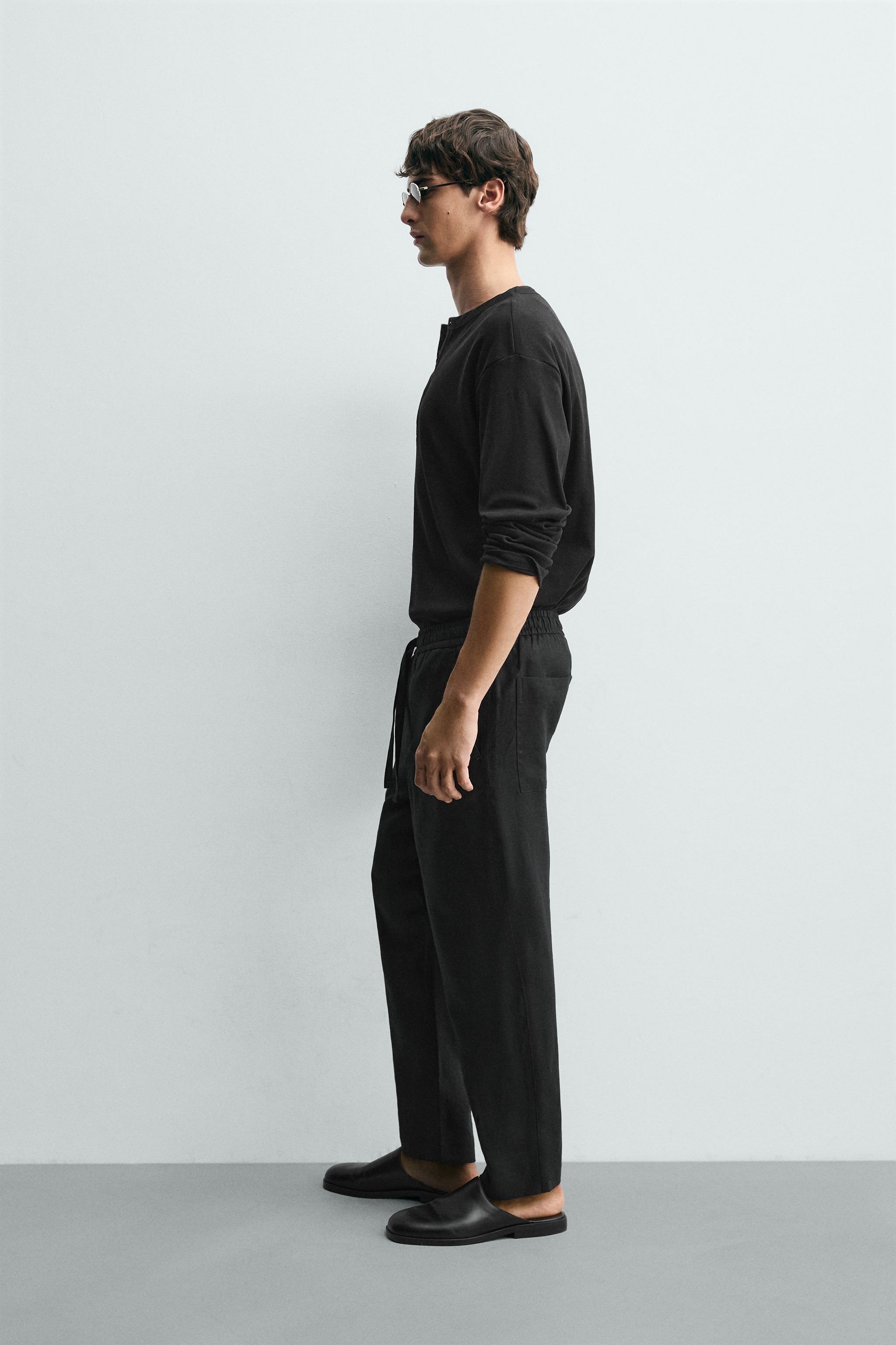 Мужские брюки Zara RELAXED FIT 100% LINEN PANTS — фото 4