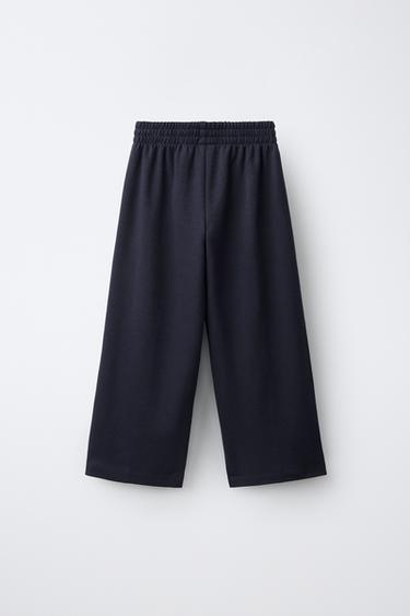 INTERLOCK WIDE LEG PANTS — Navy blue 2