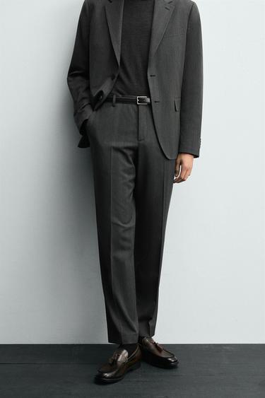 PANTALON DE COSTUME À CHEVRONS - Gris anthracite de Zara