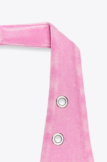HALTER T-SHIRT WITH EYELETS - Pink by Zara - Image 7