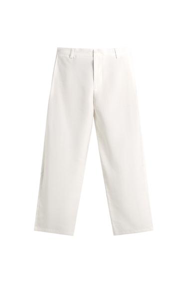 PANTALON FLUIDE À PLIS LATÉRAUX - Blanc cassé de Zara