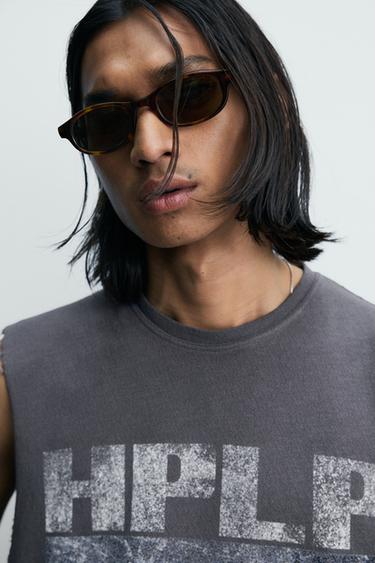 DÉBARDEUR EN MAILLE LAVÉE IMPRIMÉ - Gris bleu de Zara - Image 4