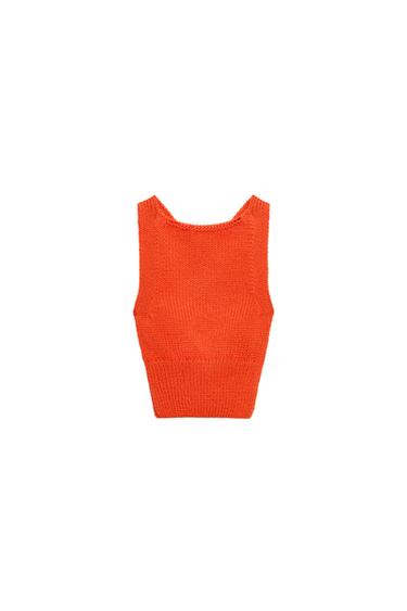 Zara CROSS-BACK KNIT TOP - Orange