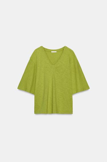 V-NECK T-SHIRT - Pistachio by Zara