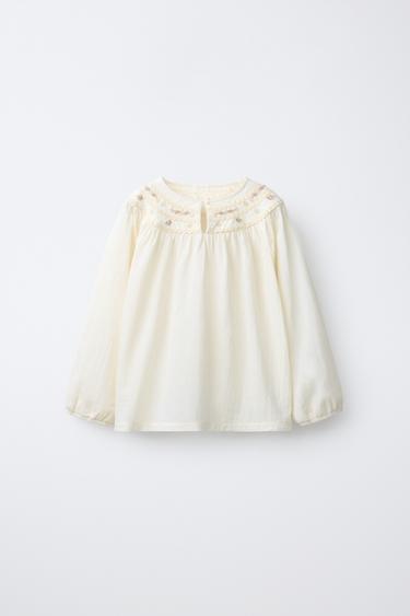 2-6 YEARS/ EMBROIDERED FLOWER PYJAMAS - Ecru by Zara