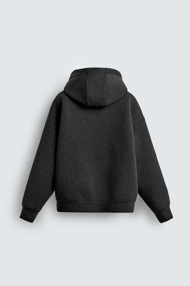 SWEAT À CAPUCHE EFFET NÉOPRÈNE - Gris foncé de Zara - Image 1