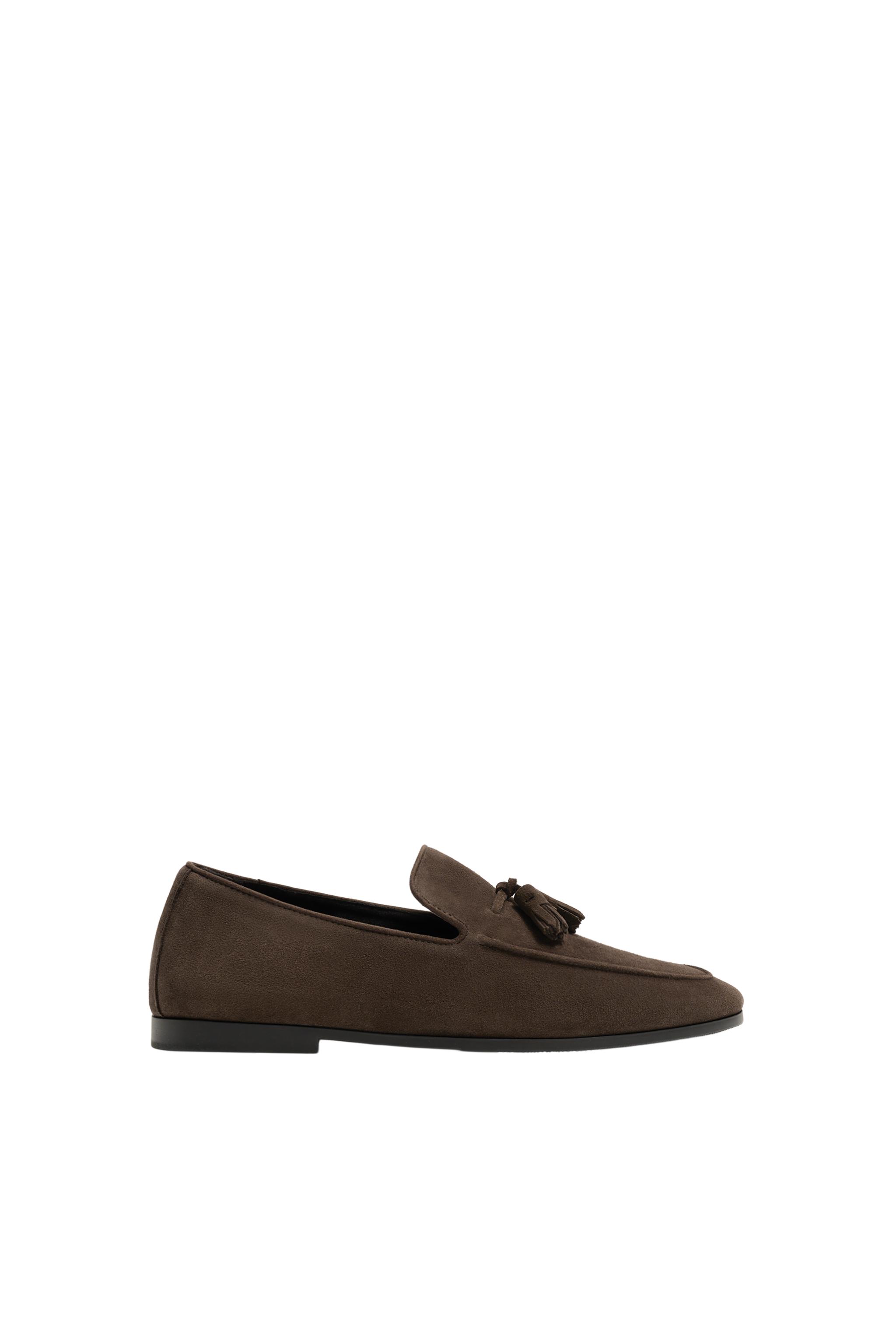 MOCASSIM DE COURO COM BORLAS - Marrom | ZARA Brasil