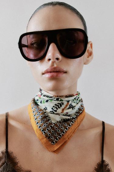100% COTTON PRINTED SCARF - Ecru by Zara - Image 0