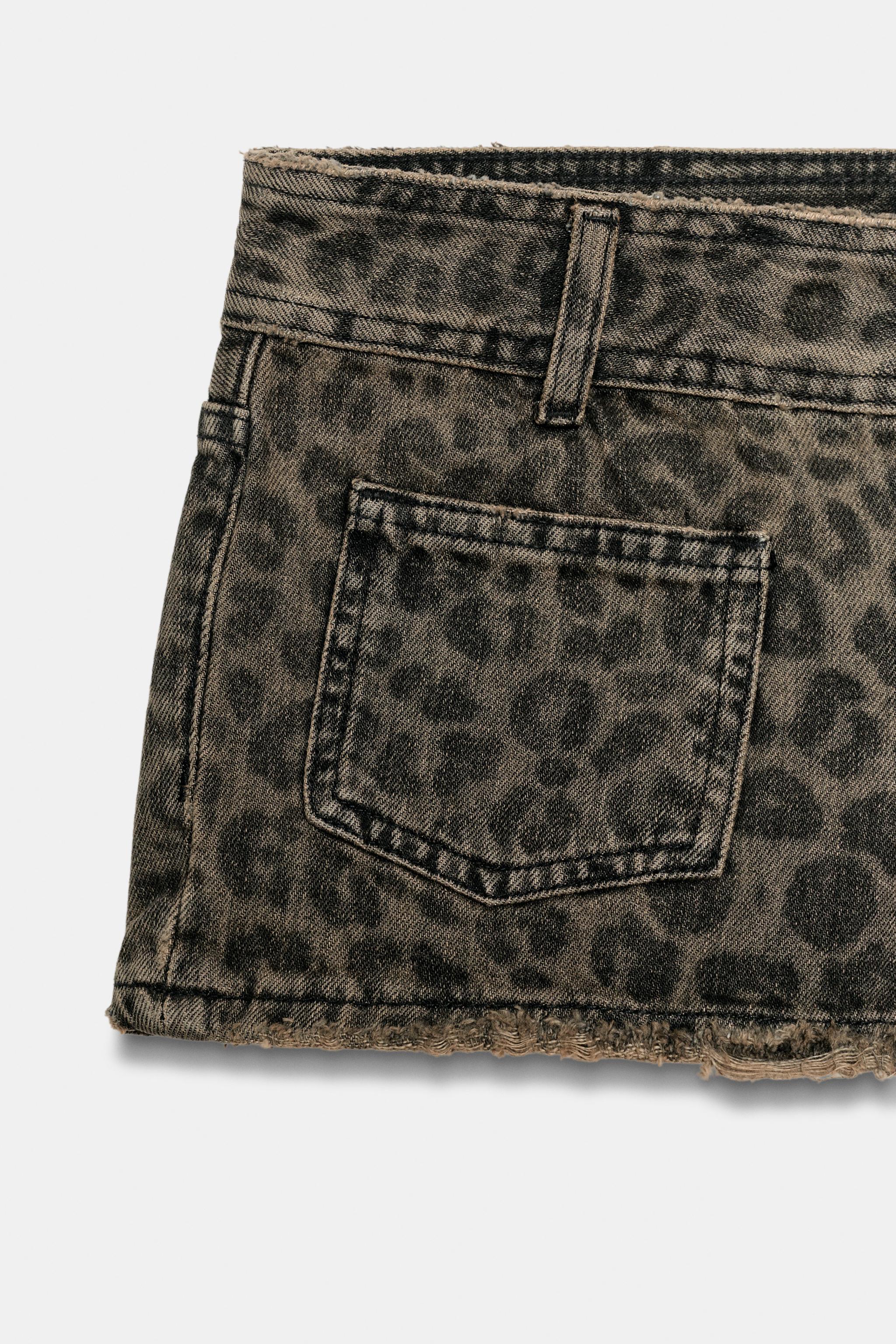 TRF ANIMAL PRINT MINI DENIM SHORTS