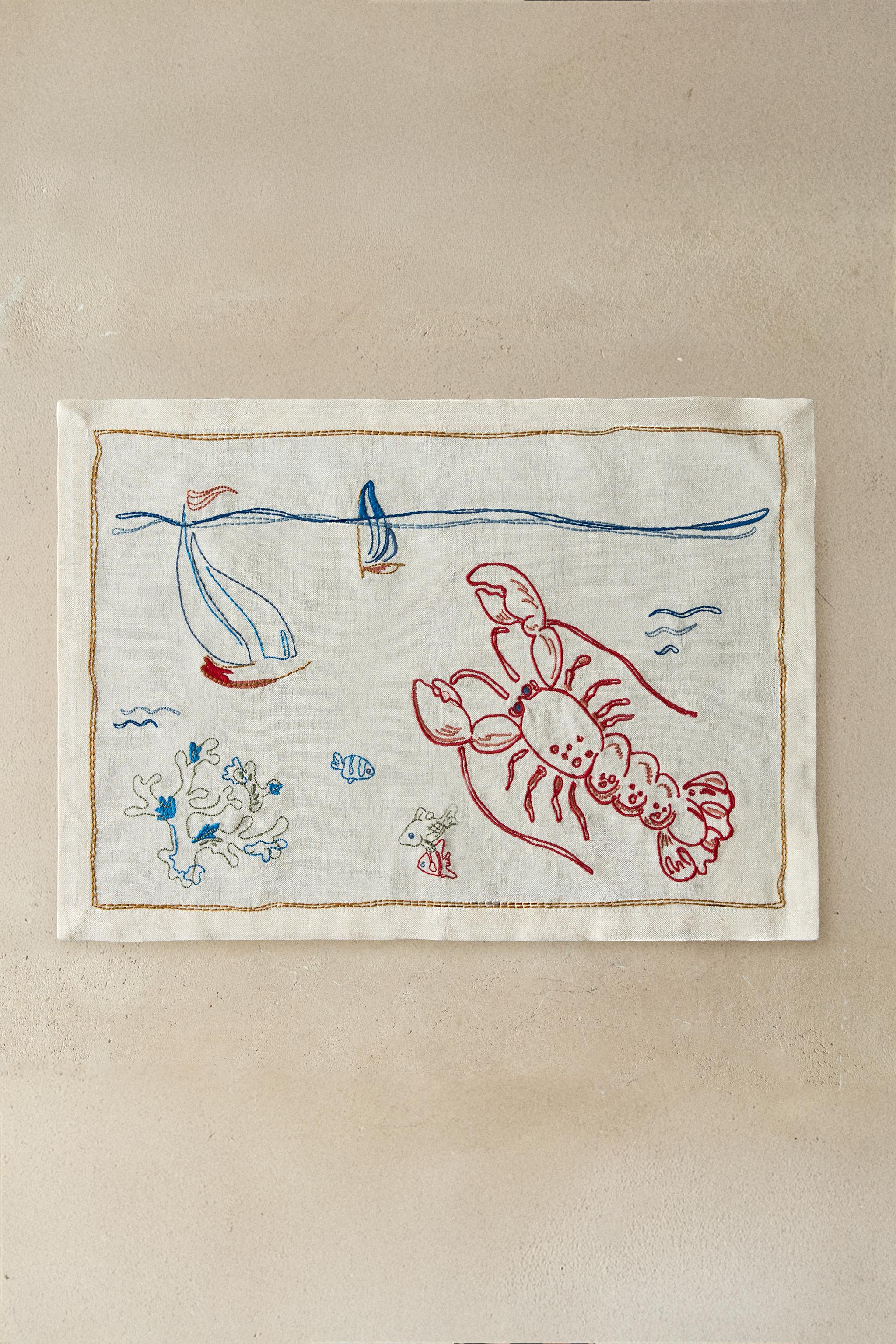 SET DE TABLE BRODERIE LANGOUSTE