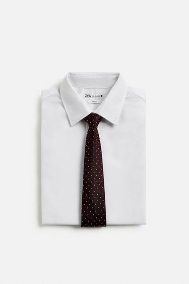 100% SILK JACQUARD TIE - Burgundy by Zara - Image 3