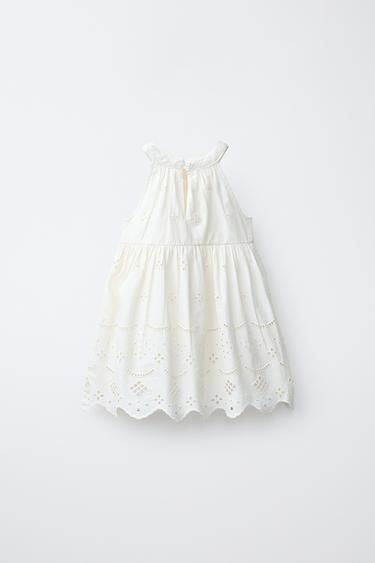 ROBE HALTER BRODÉE - Écru de Zara - Image 1