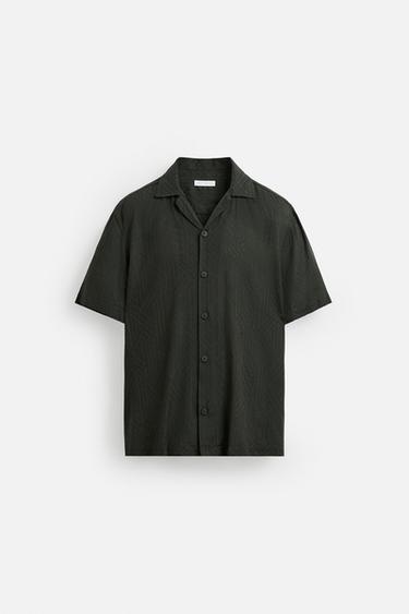 STRIPED JACQUARD SHIRT - Dark khaki by Zara - Image 6