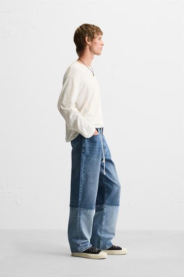 PATCHWORK RELAXED FIT JEANS - Mid-blue by Zara - Image 3