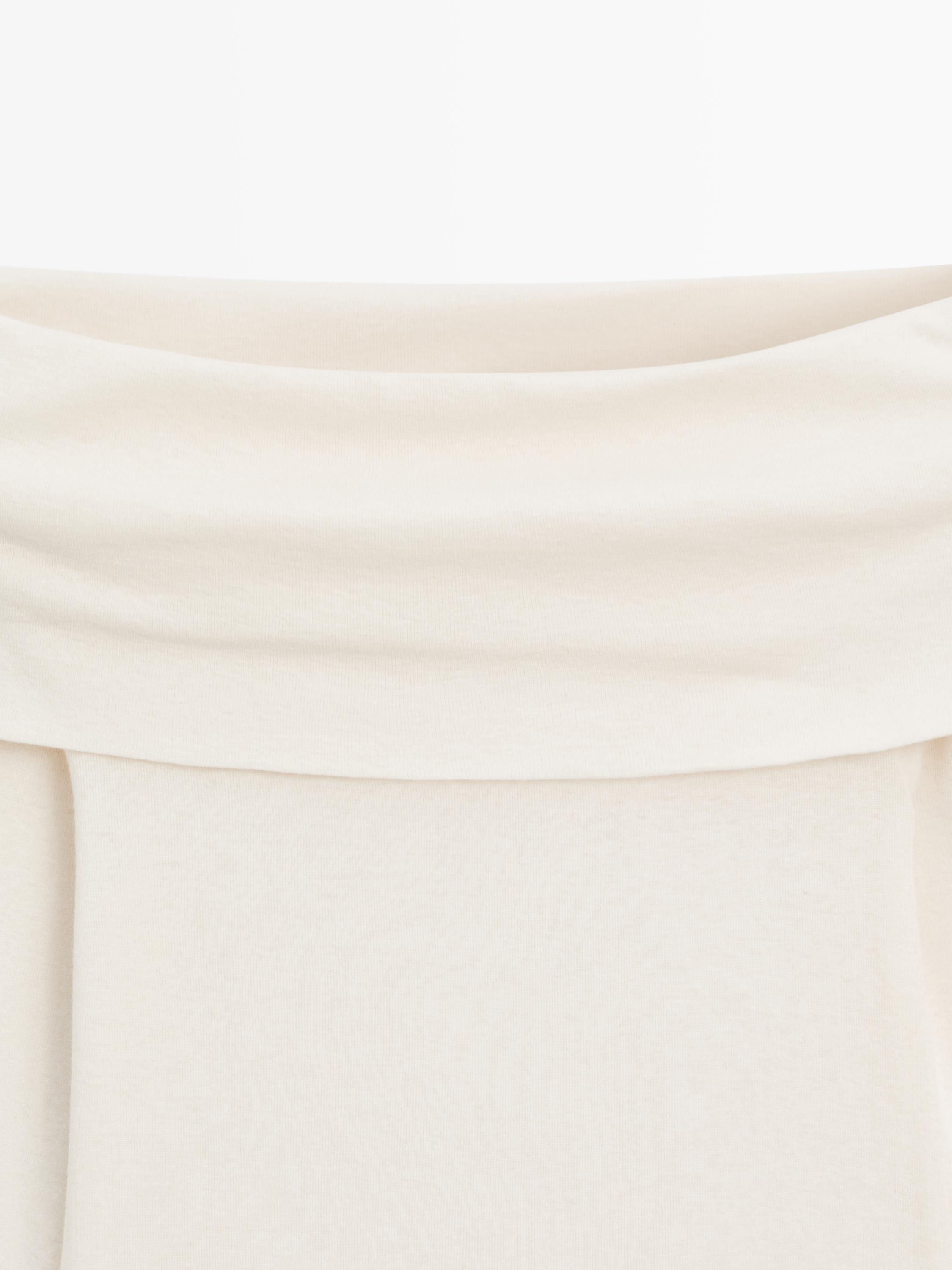 Cotton blend T-shirt with bandeau detail