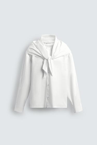CAMISA RELAXED FIT COM LENÇO - Branco da Zara