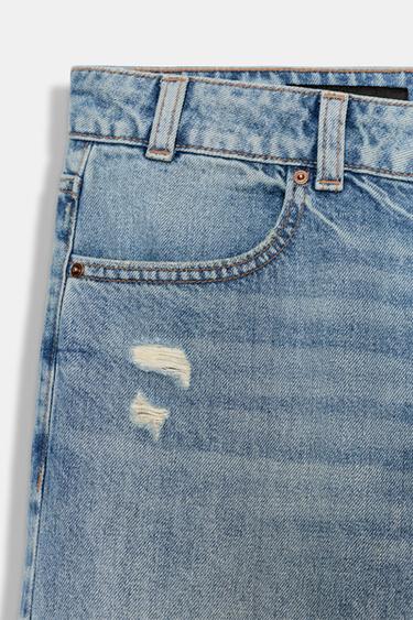 Z1975 STRAIGHT LOW-RISE RIPPED JEANS - Indigo by Zara - Image 10