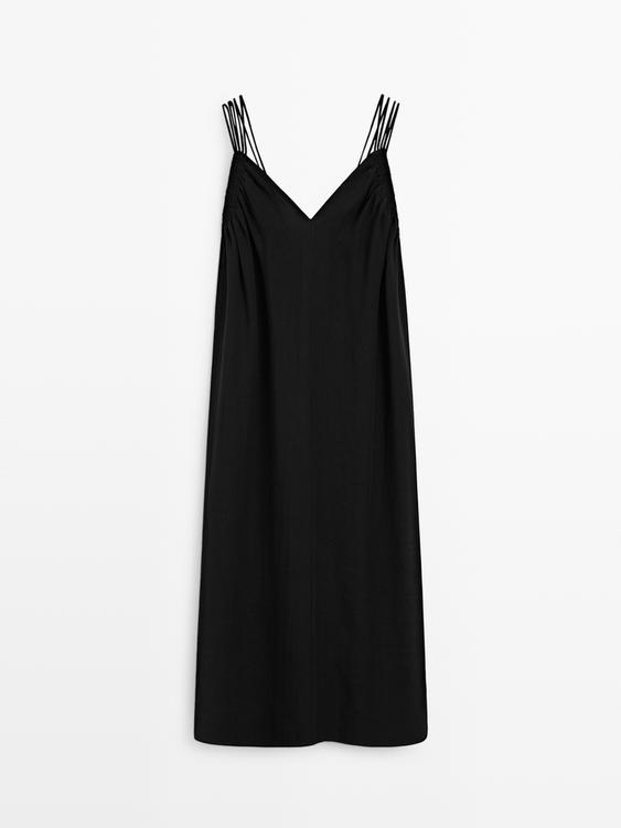Ramie blend strappy midi dress from Zara - $220