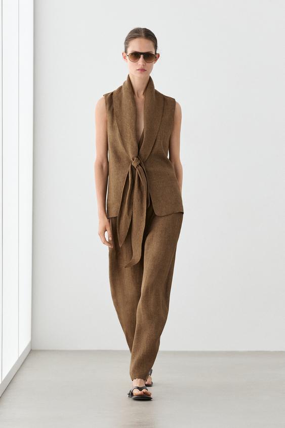100% linen vest with tie detail from Zara - $200