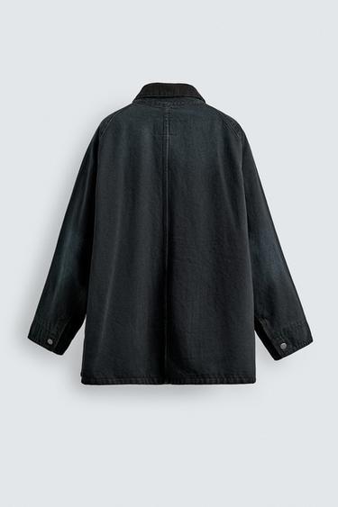 DENIM JACKET WITH COMBINED COLLAR - Blue by Zara