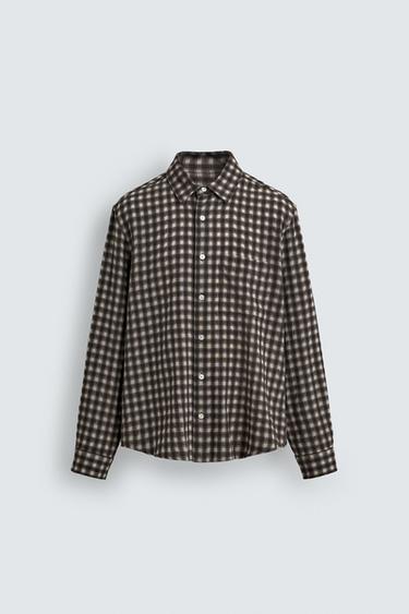 Zara PLAID POCKET SHIRT - Chocolate brown
