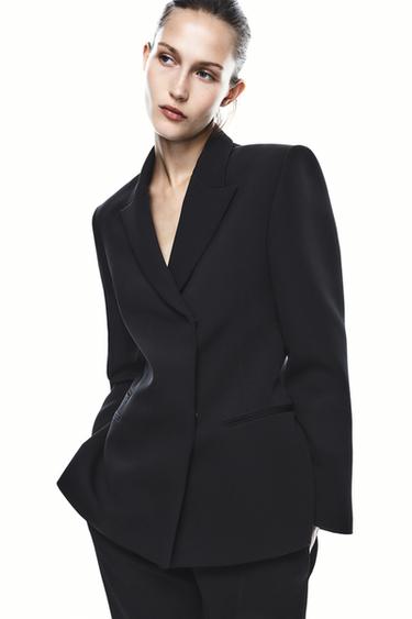 Zara ZW COLLECTION STRAIGHT CUT JACKET - Black