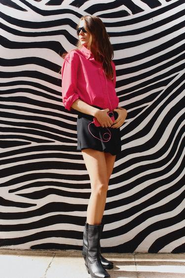 Zara POPLIN SHIRT - Raspberry - Image 0